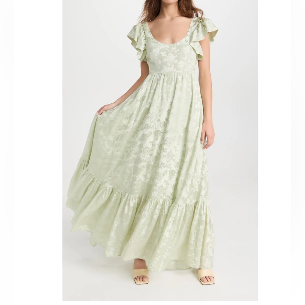 byTiMo Mint Pistachio Green Jacquard Open Back Dress